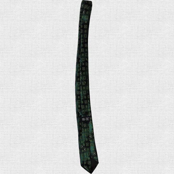 Hi-Tie Men’s 100% Silk Green Tie - Picture 3 of 4